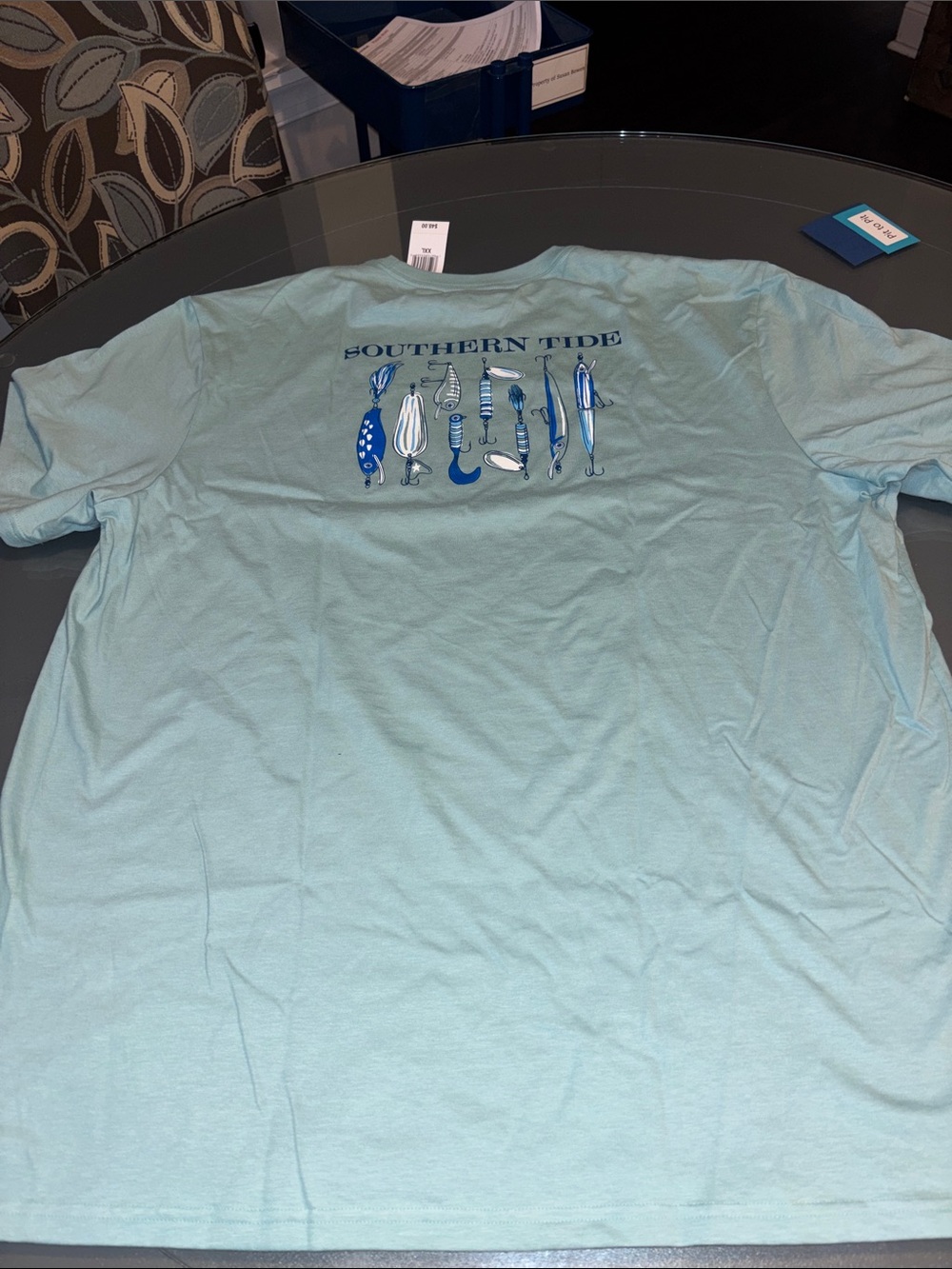 Southern Tide Men's Seafoam Green Short Sleeve Tee with Navy Lure Logo - Picture 9 of 9